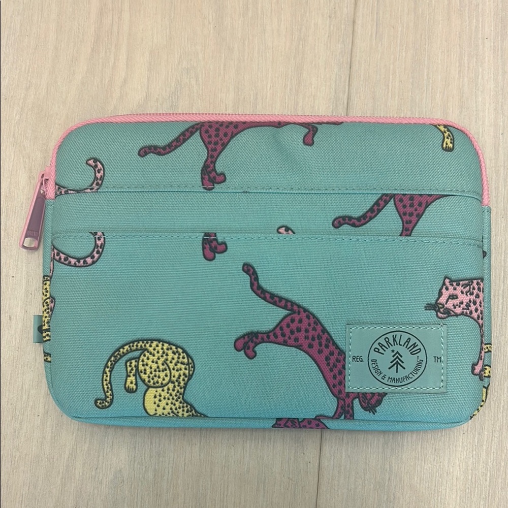 Parkland Teal and Pink Leopard Print Pouch